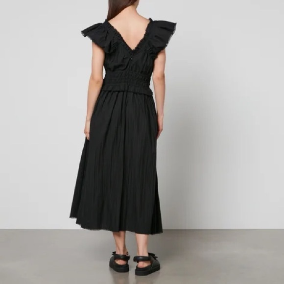 SEA New York Greer Pleated Flutter Sleeve Dress in Black - Picture 6 of 8